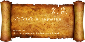 Kürtös Hajnalka névjegykártya